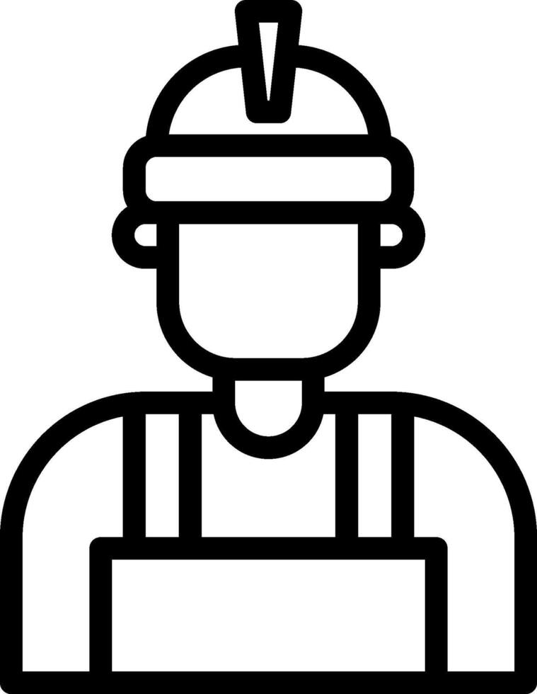A black and white icon of a man in a hard hat vector