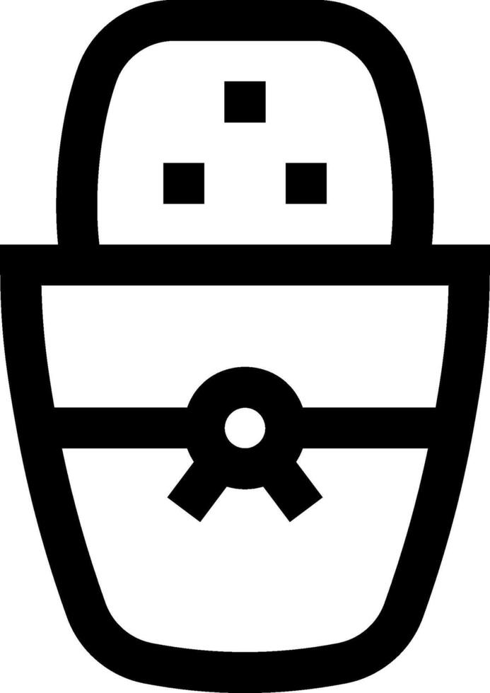A black and white icon of a basket with a bow vector