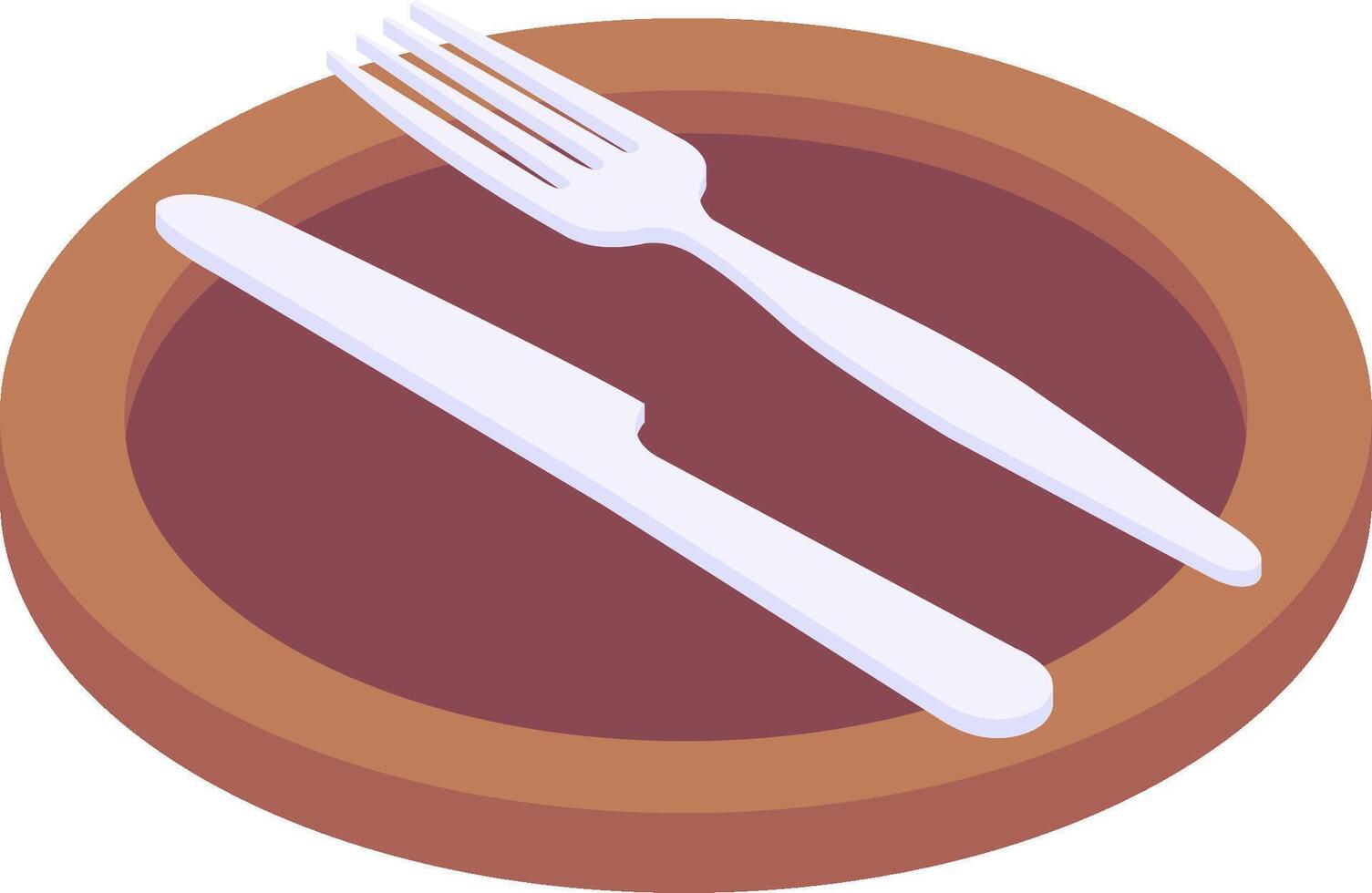 A knife and fork on a plate vector