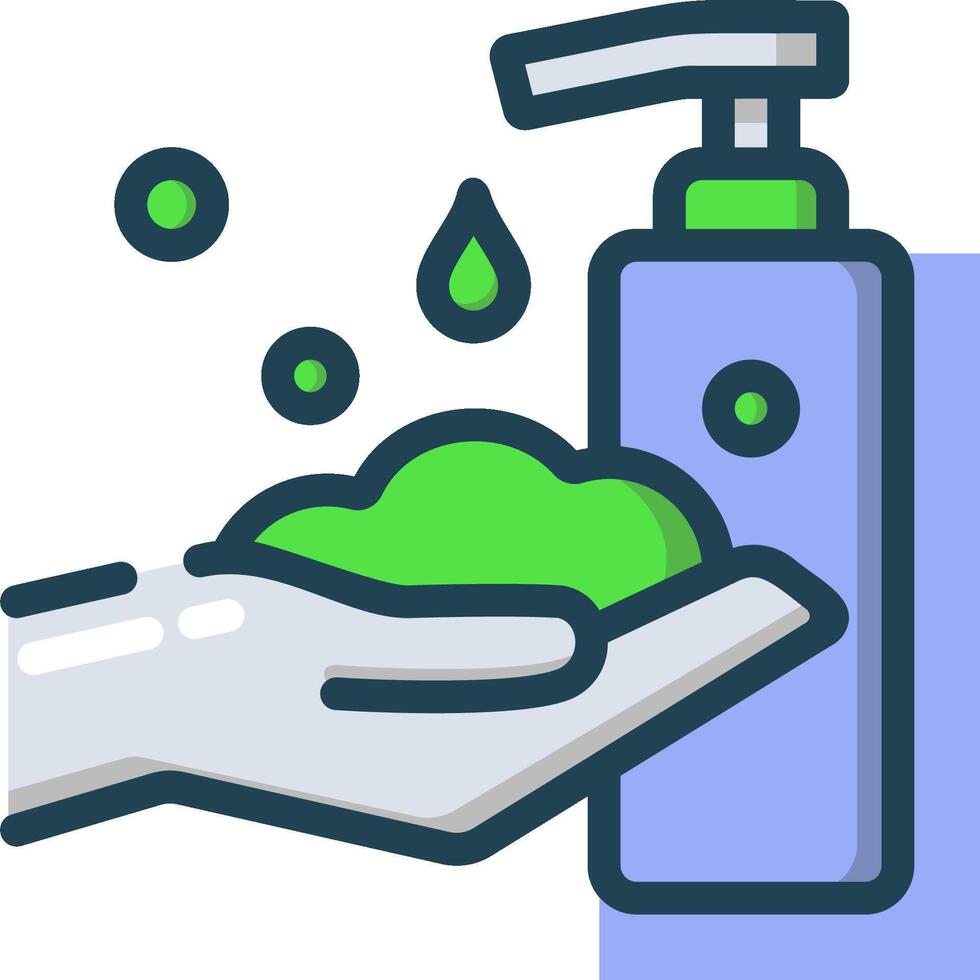 A hand holding a bottle of soap and green liquid vector