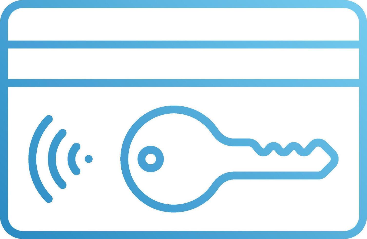 A credit card with a key and a wireless signal vector