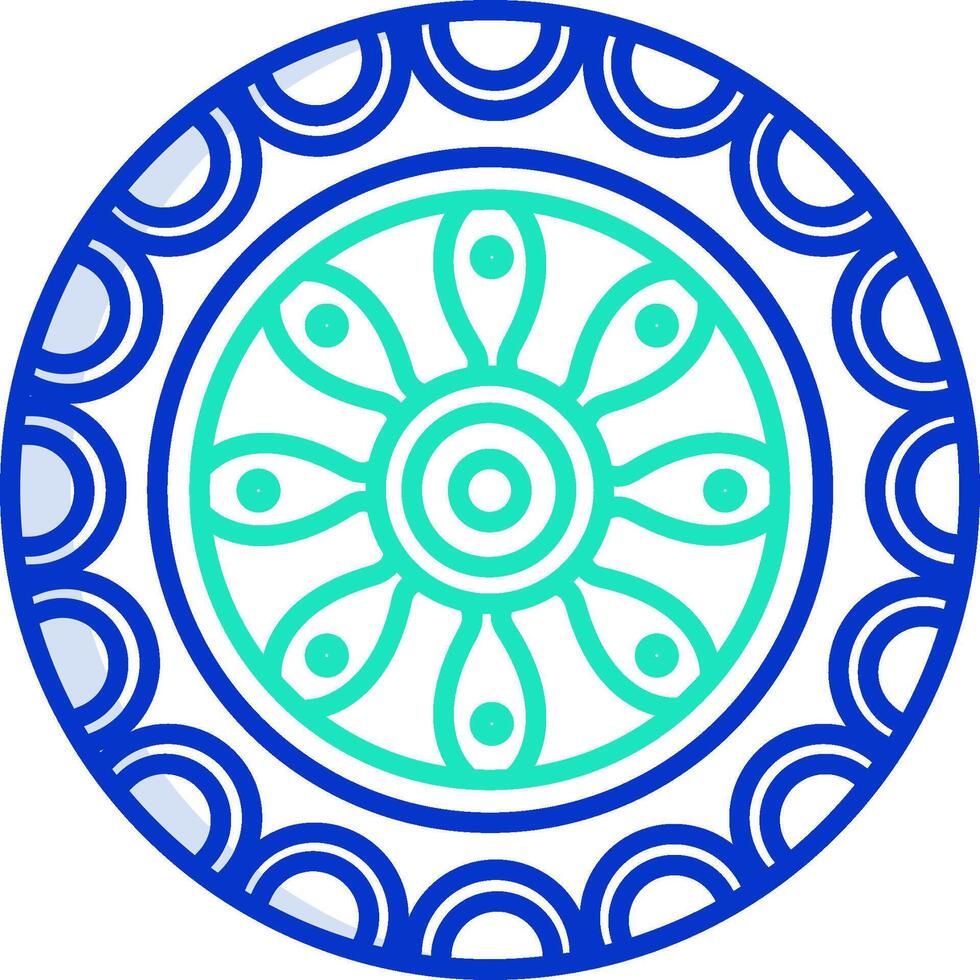 A circular design with blue and green circles vector