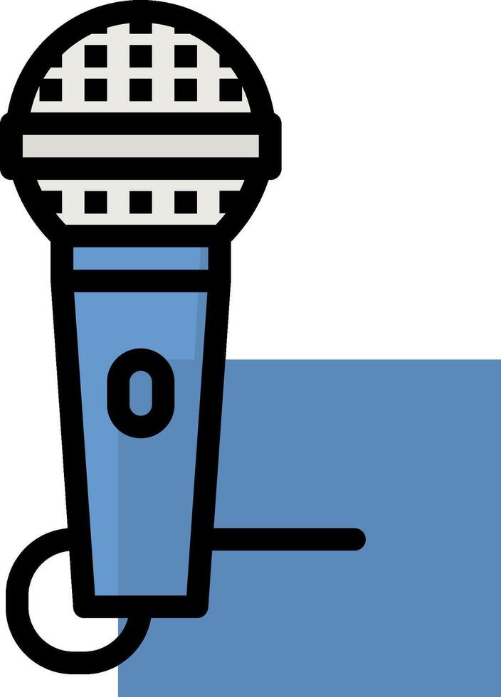 A microphone with a blue background and a white sign vector