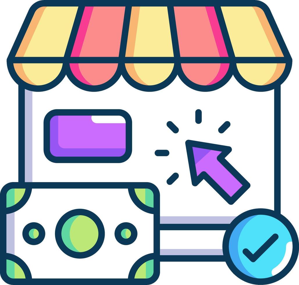 A shop with a sign and money vector