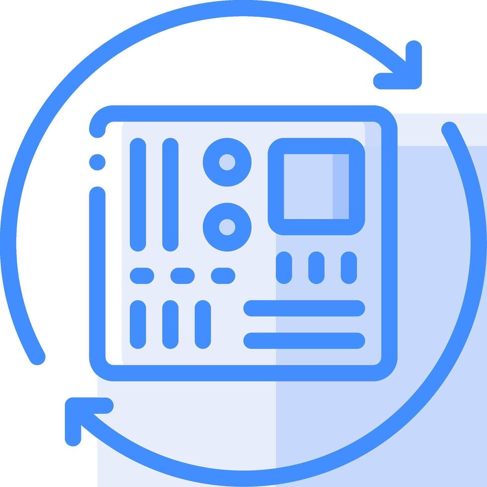 A blue icon with a computer in the middle vector