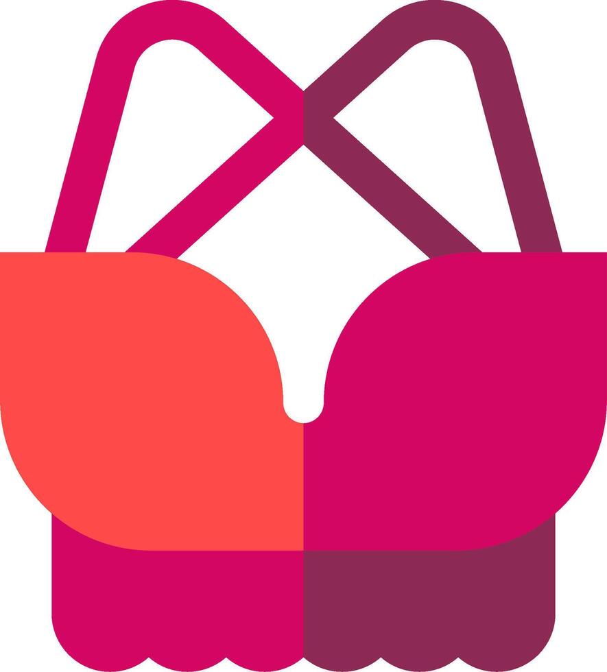A pink bra with a red and orange top vector