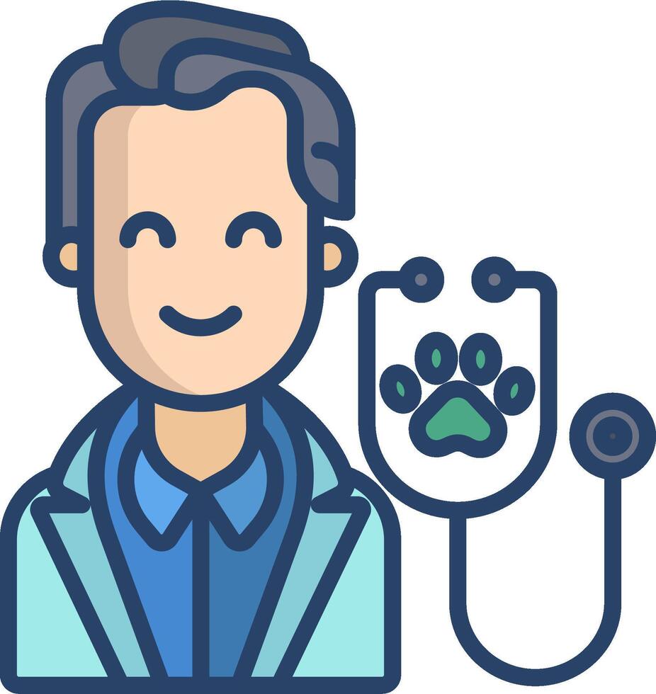 A doctor with a stethoscope and a dog paw vector