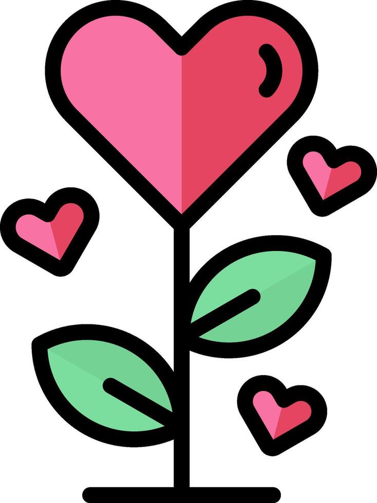 A heart shaped plant with leaves and hearts vector