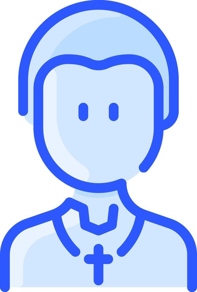 A blue icon of a man with a cross on his head vector