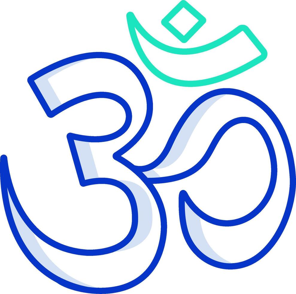 Om symbol with a blue and green outline vector