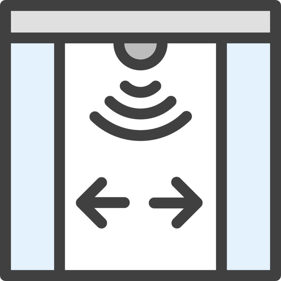 A black and white icon of a door with a button vector