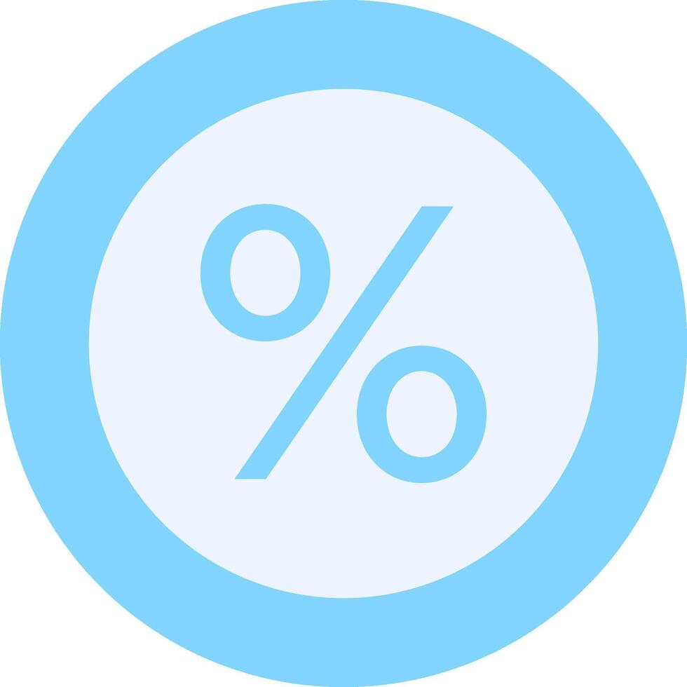 Percent sign icon in a blue circle vector