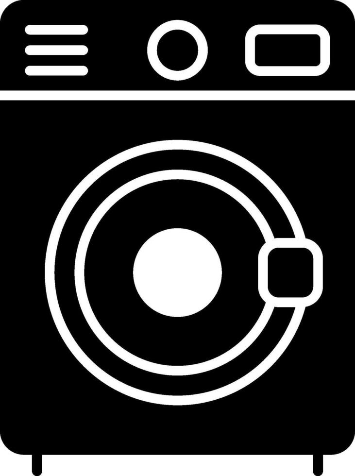 A black and white illustration of a washing machine vector