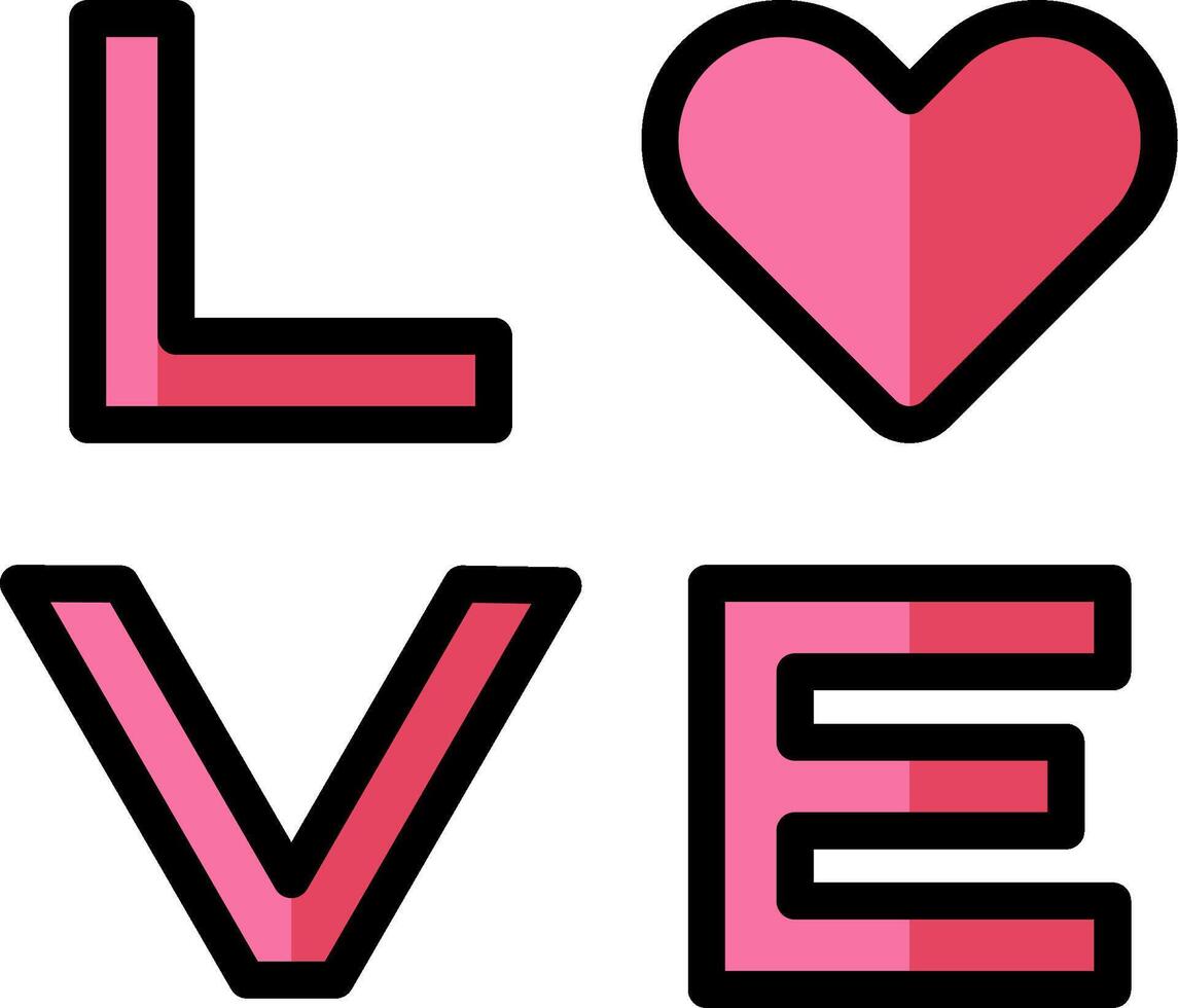 Love icon with heart and pink letters vector