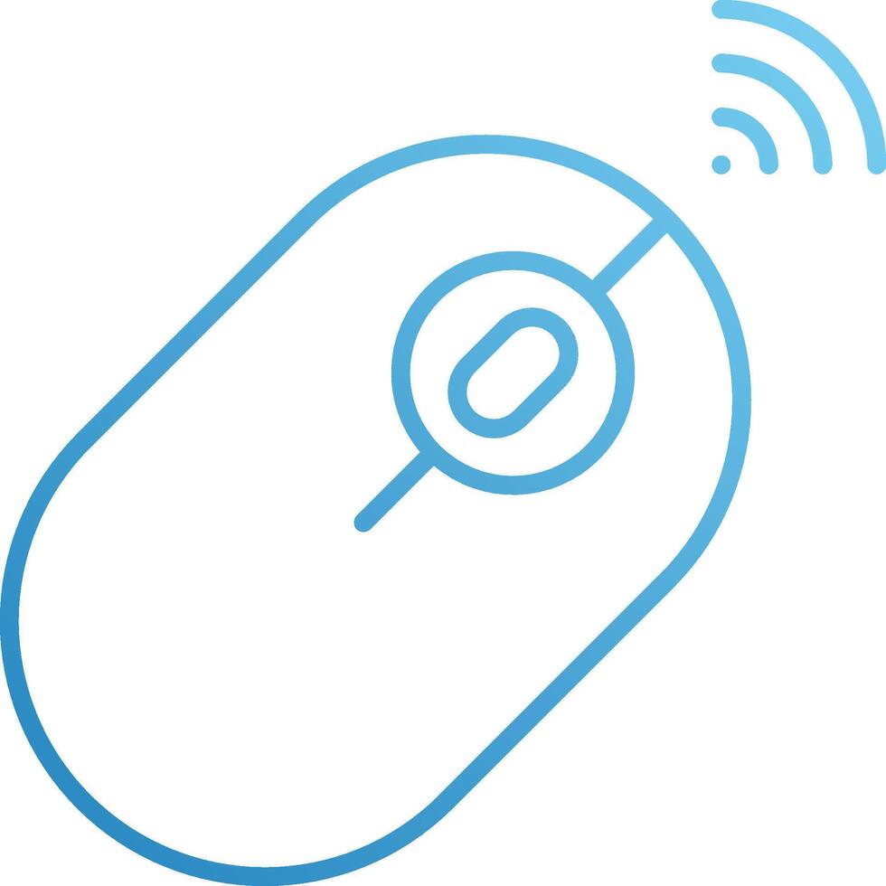 A wireless mouse with a blue outline vector