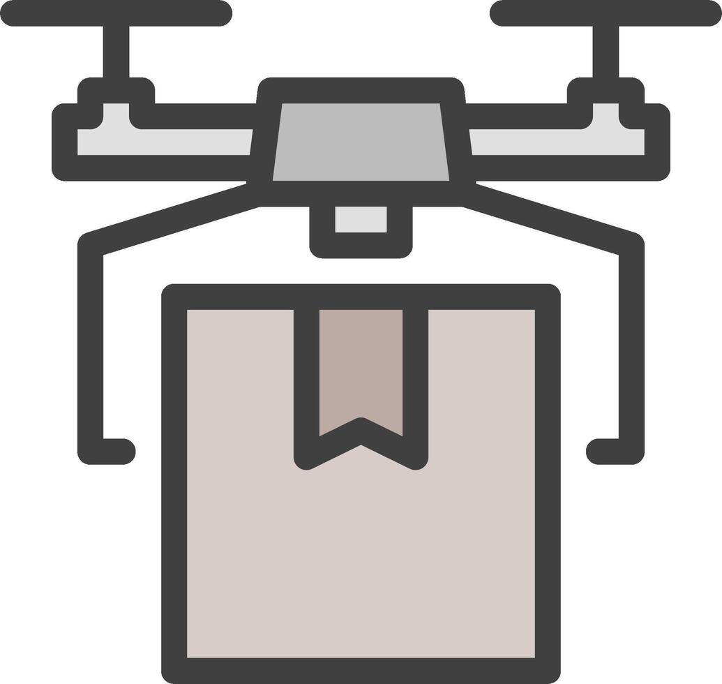 A drone with a package in the air vector