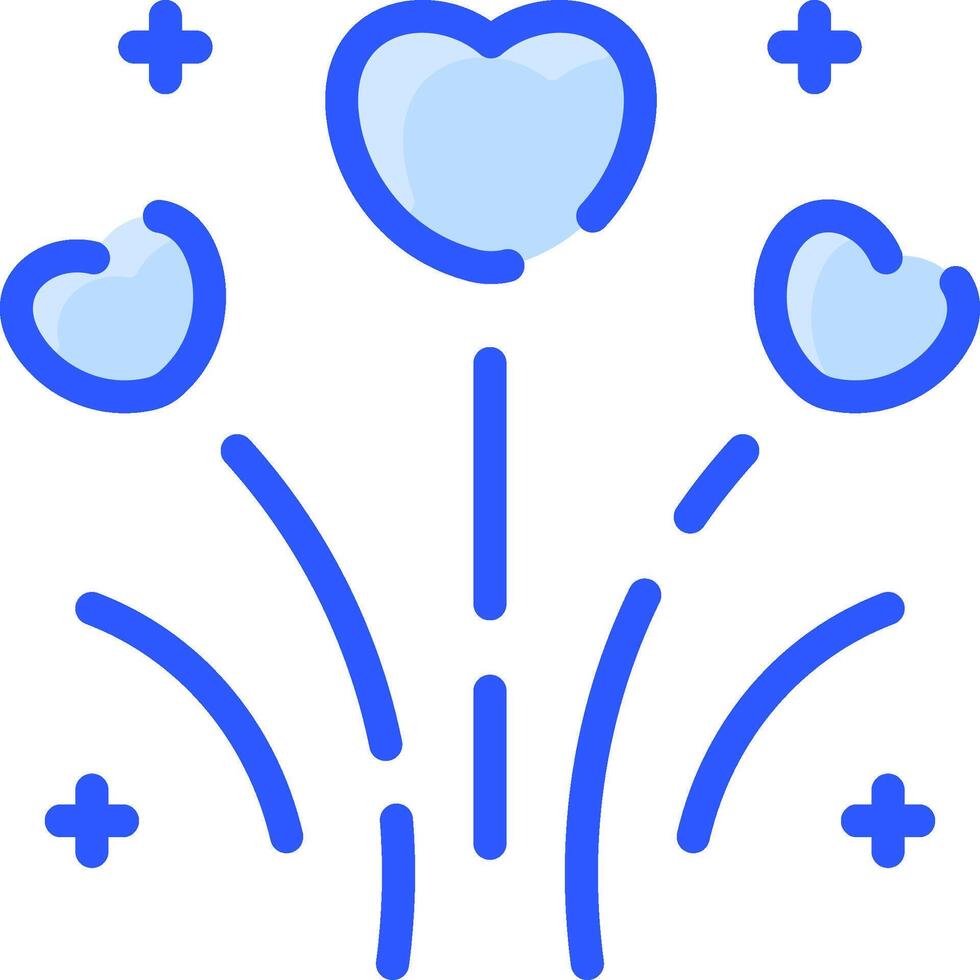 A blue heart shaped flower with two hearts vector