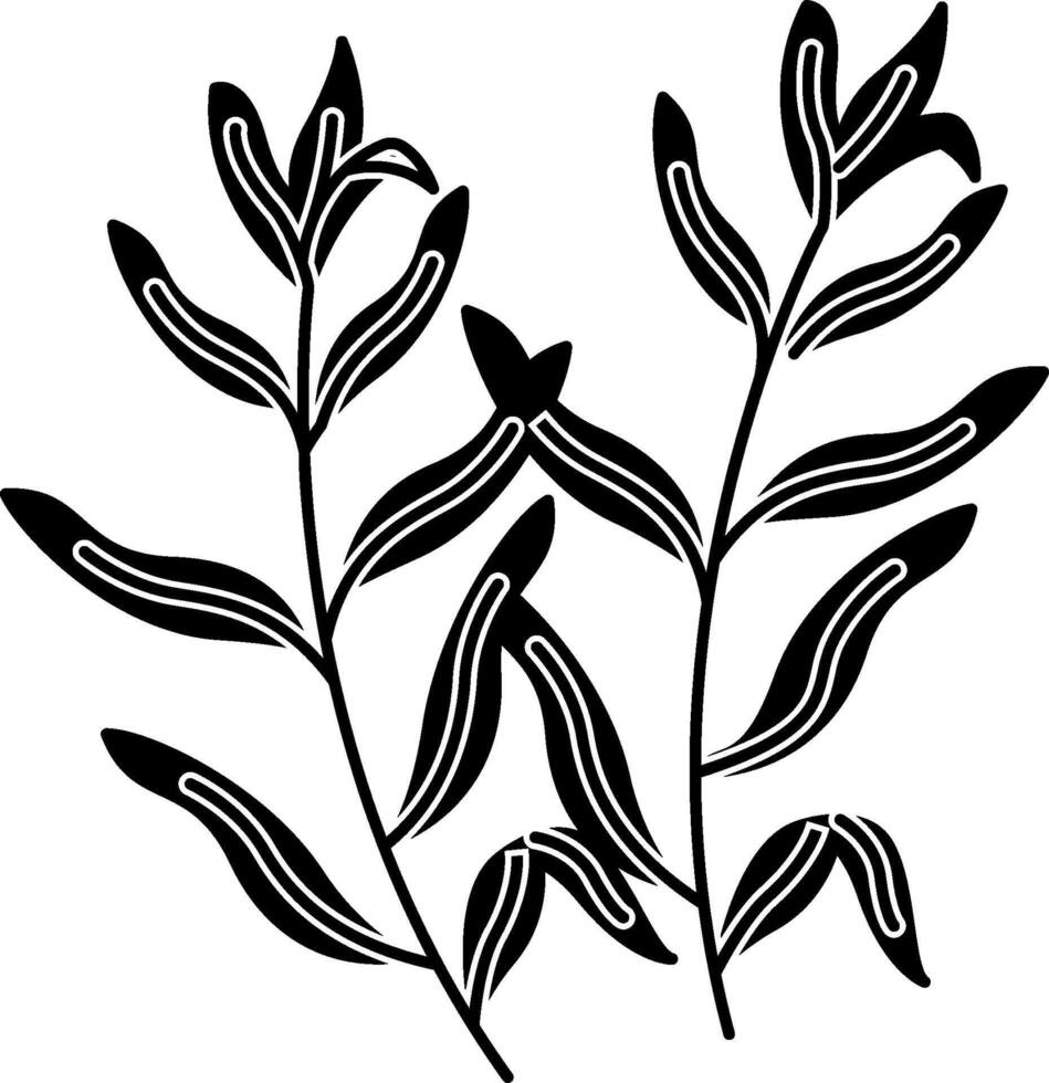 Black and white drawing of leaves vector