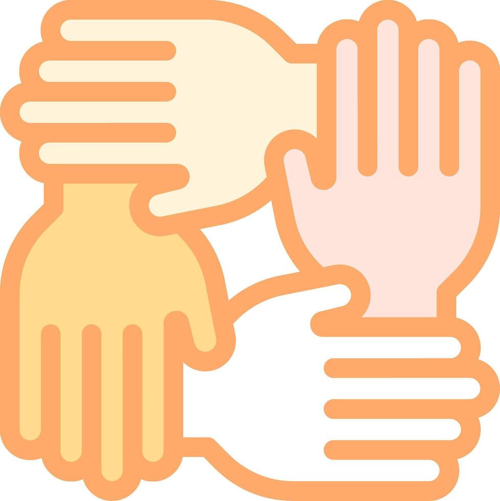 A group of hands holding each other together vector