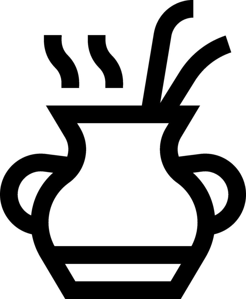 A black and white image of a pot with a stick vector