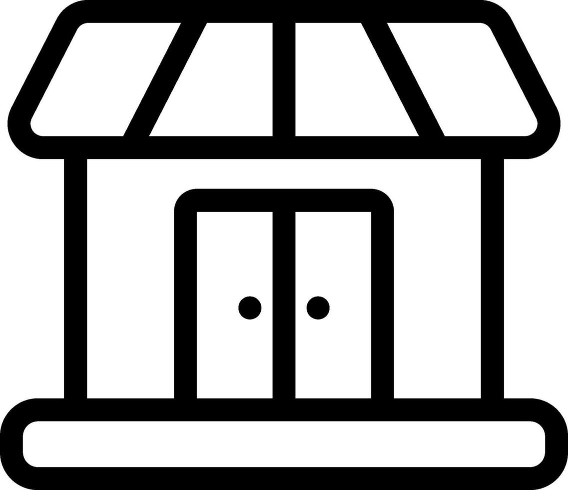 A black and white icon of a store vector