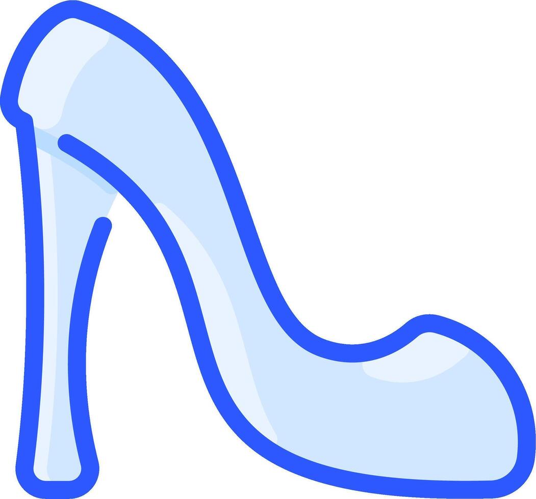 A high heel shoe with a blue outline vector