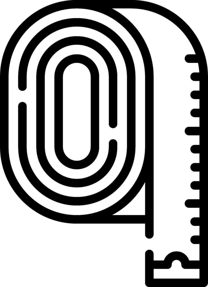 A black and white illustration of a tape measure vector