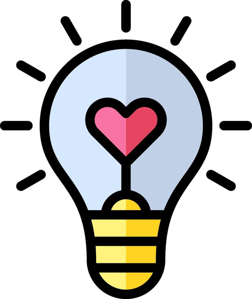 Light bulb with heart icon vector