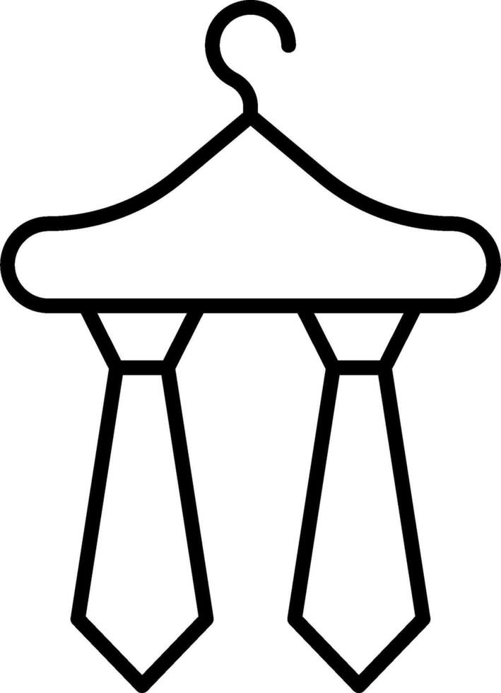 A black and white drawing of a tie hanging on a hanger vector