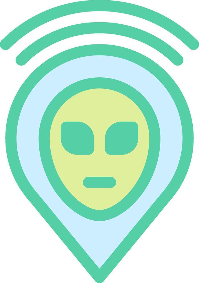 An alien face with a green and blue background vector