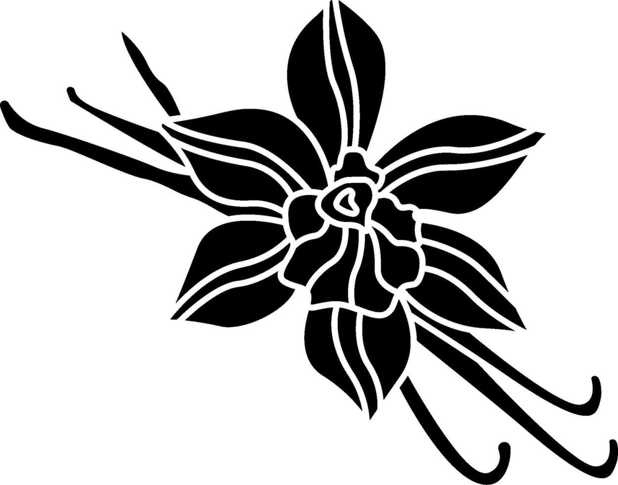 A black and white flower with a long stem vector