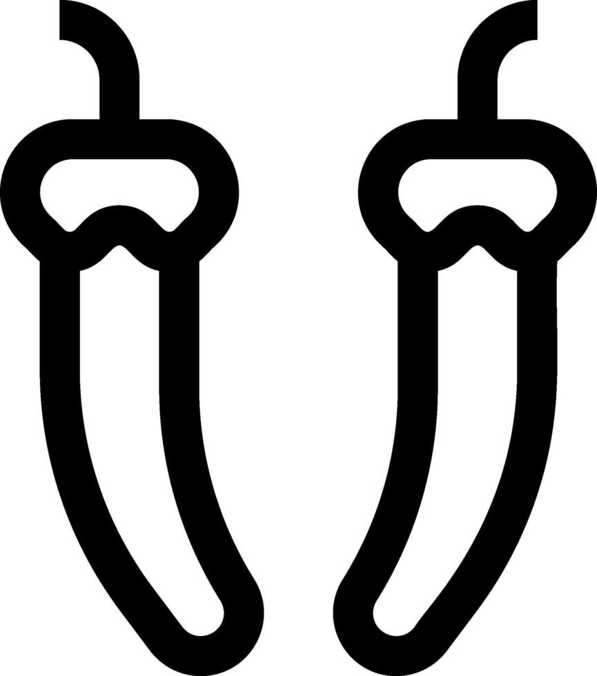 Two peppers with long stems on a white background vector