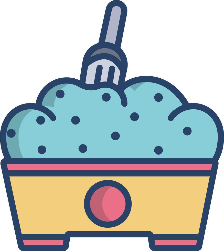 A blue bowl with a spatula and a spoon vector