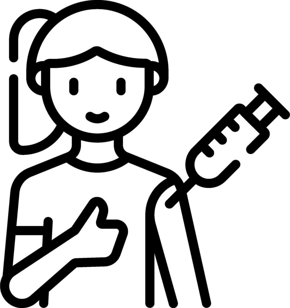 A woman holding a syringe and giving a thumbs up vector