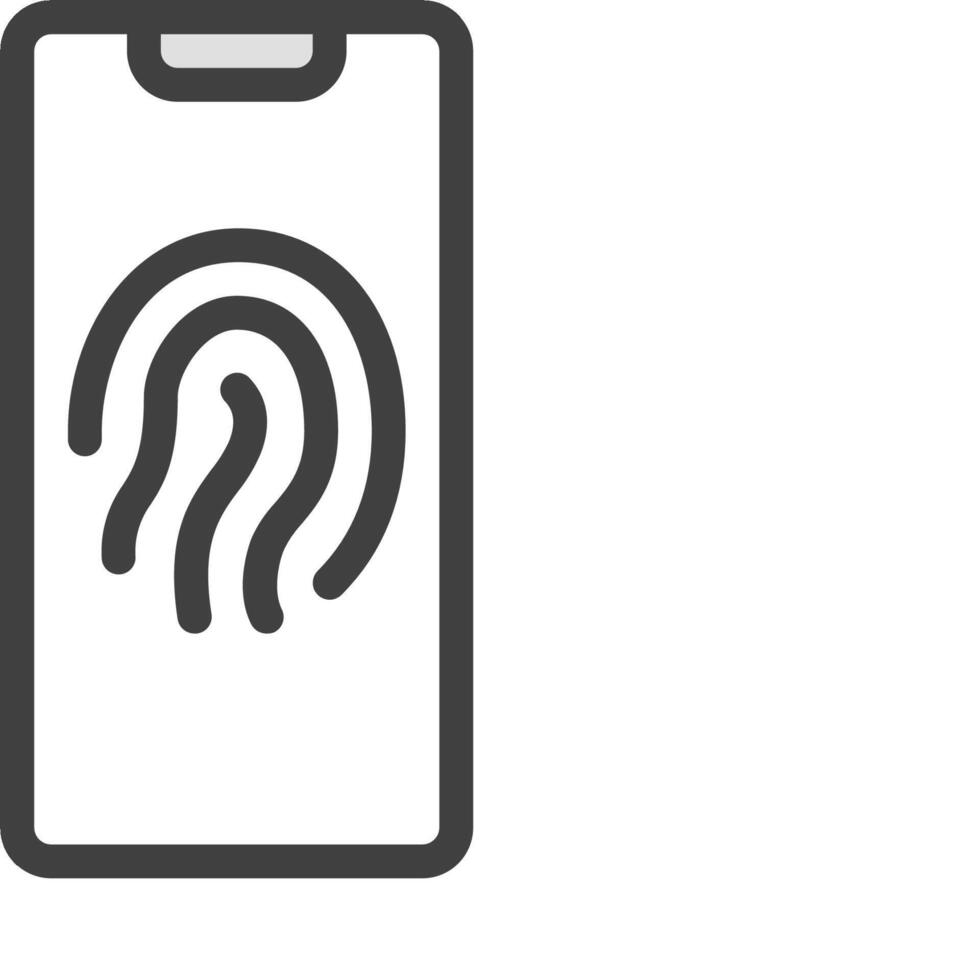 A black and white image of a fingerprint scanner on a phone vector