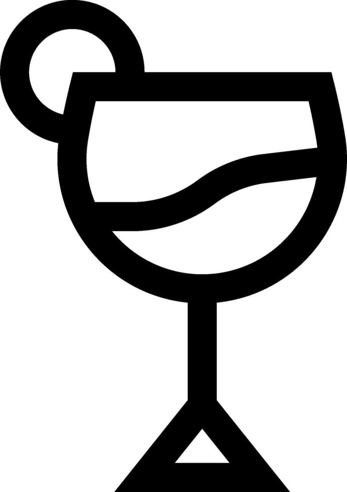 A black and white icon of a drink in a glass vector