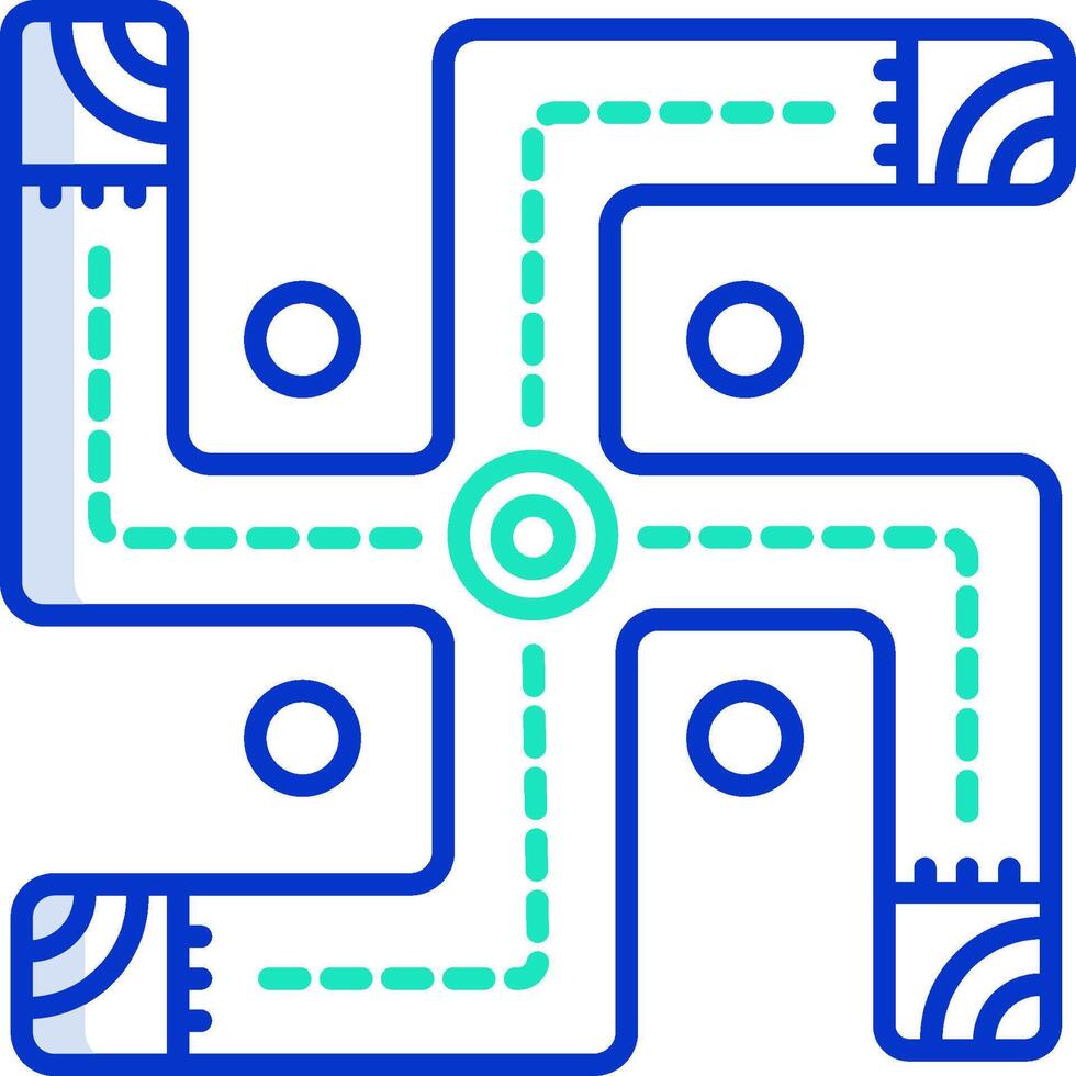 A blue and green icon with a circle and a line vector