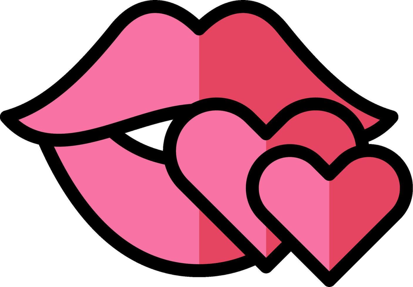 A pink heart with a pink tongue and lips vector