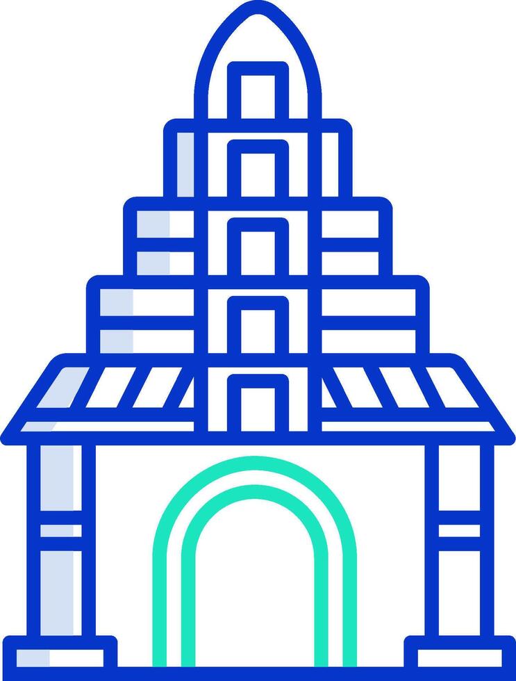 A building with a green and blue outline vector