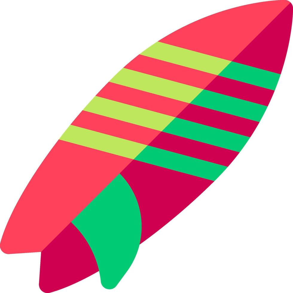 A red and green surfboard with a green stripe vector