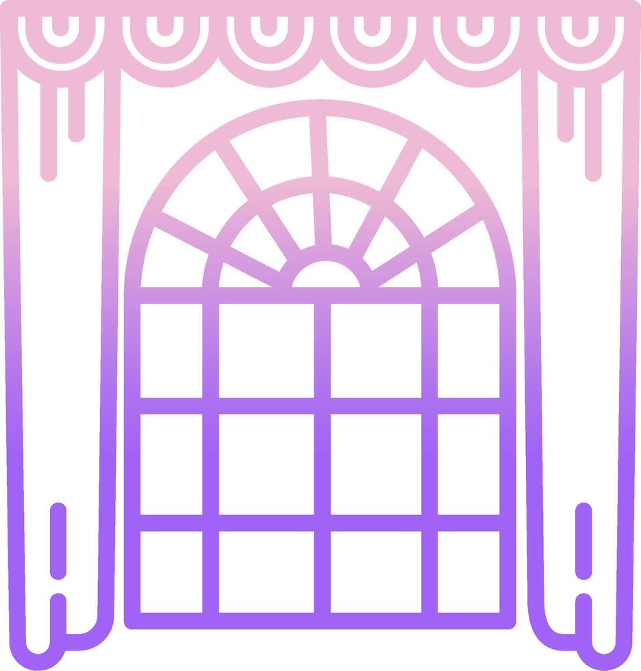 A purple and pink window with curtains vector