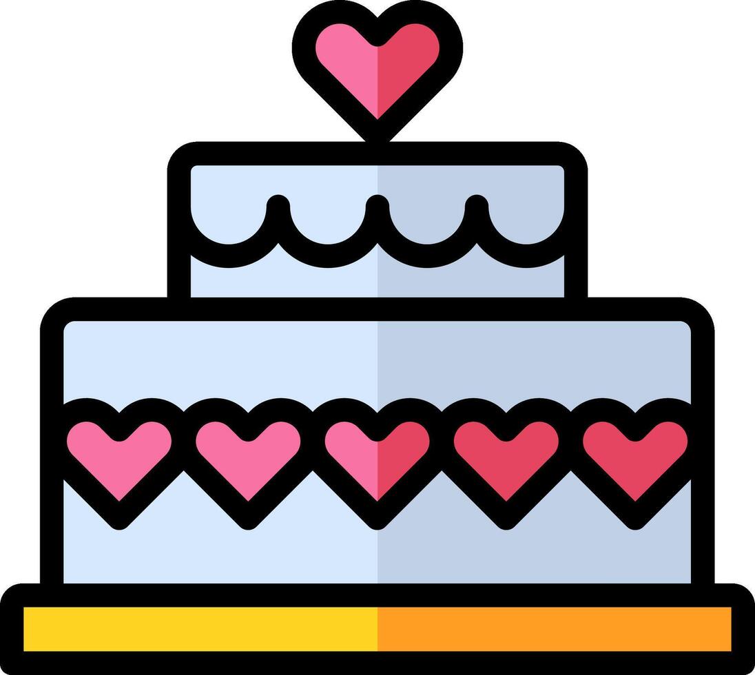 A wedding cake with hearts on top vector
