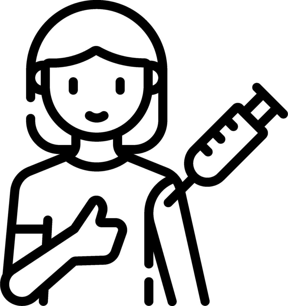 A woman holding a syringe and giving a thumbs up vector