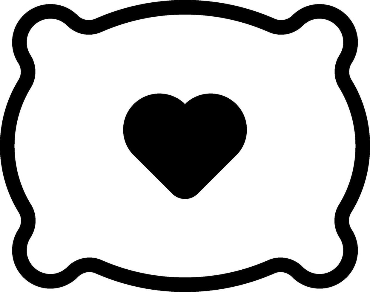 A black and white heart shaped pillow vector