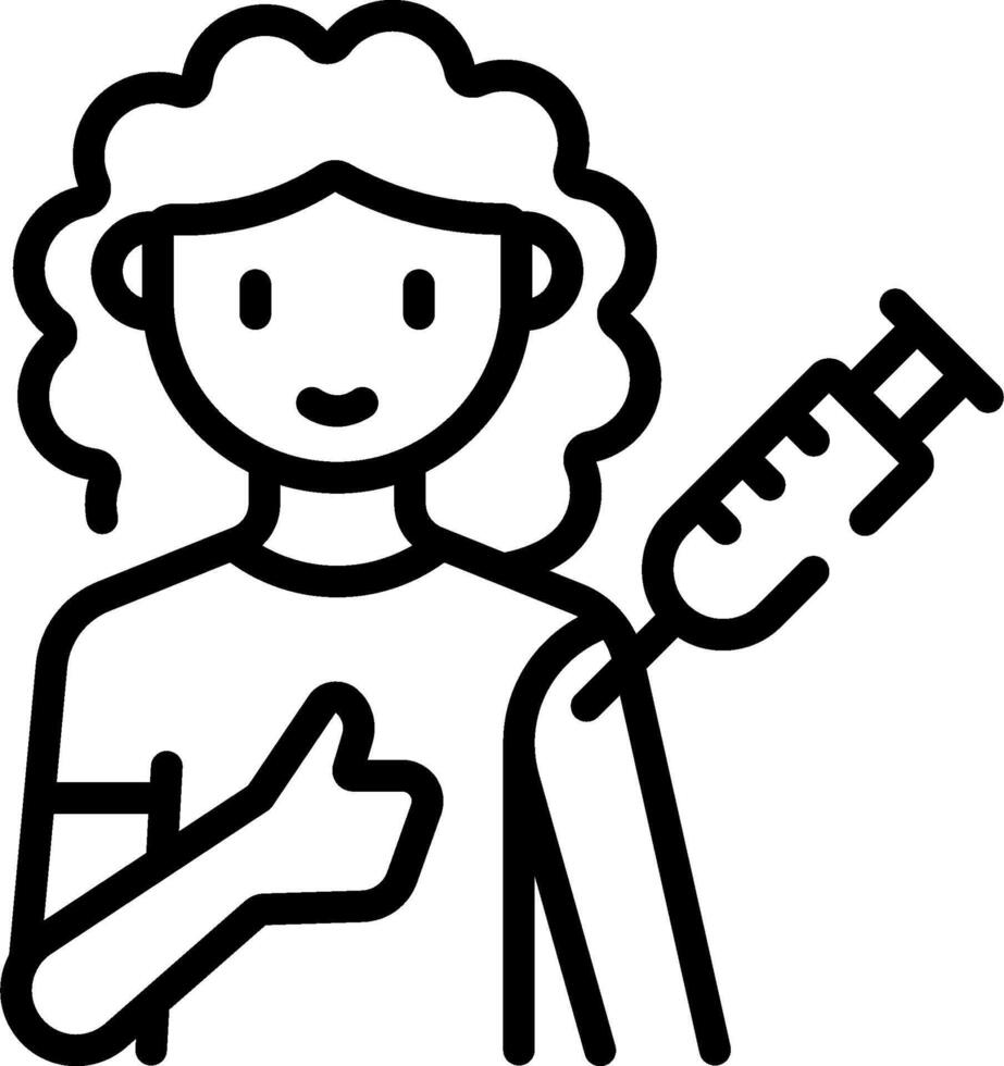 A woman holding a syringe and giving a thumbs up vector