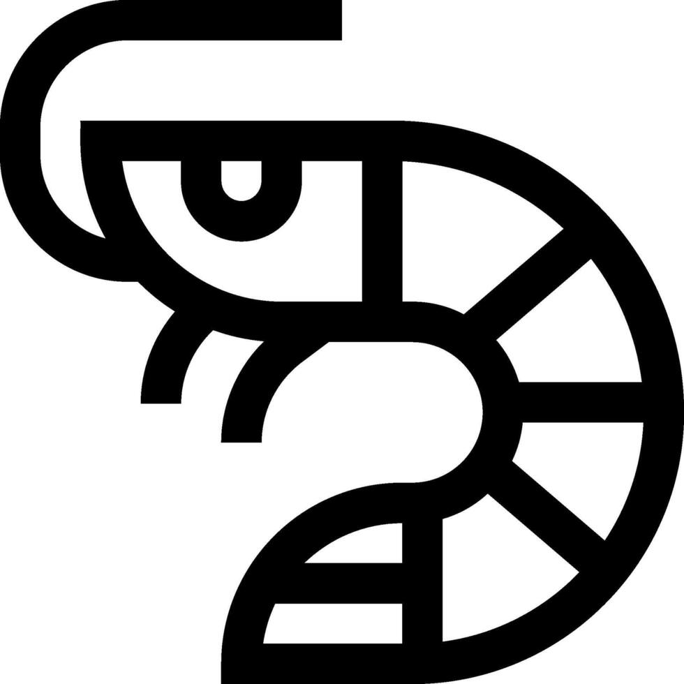 A black and white logo of a shrimp vector