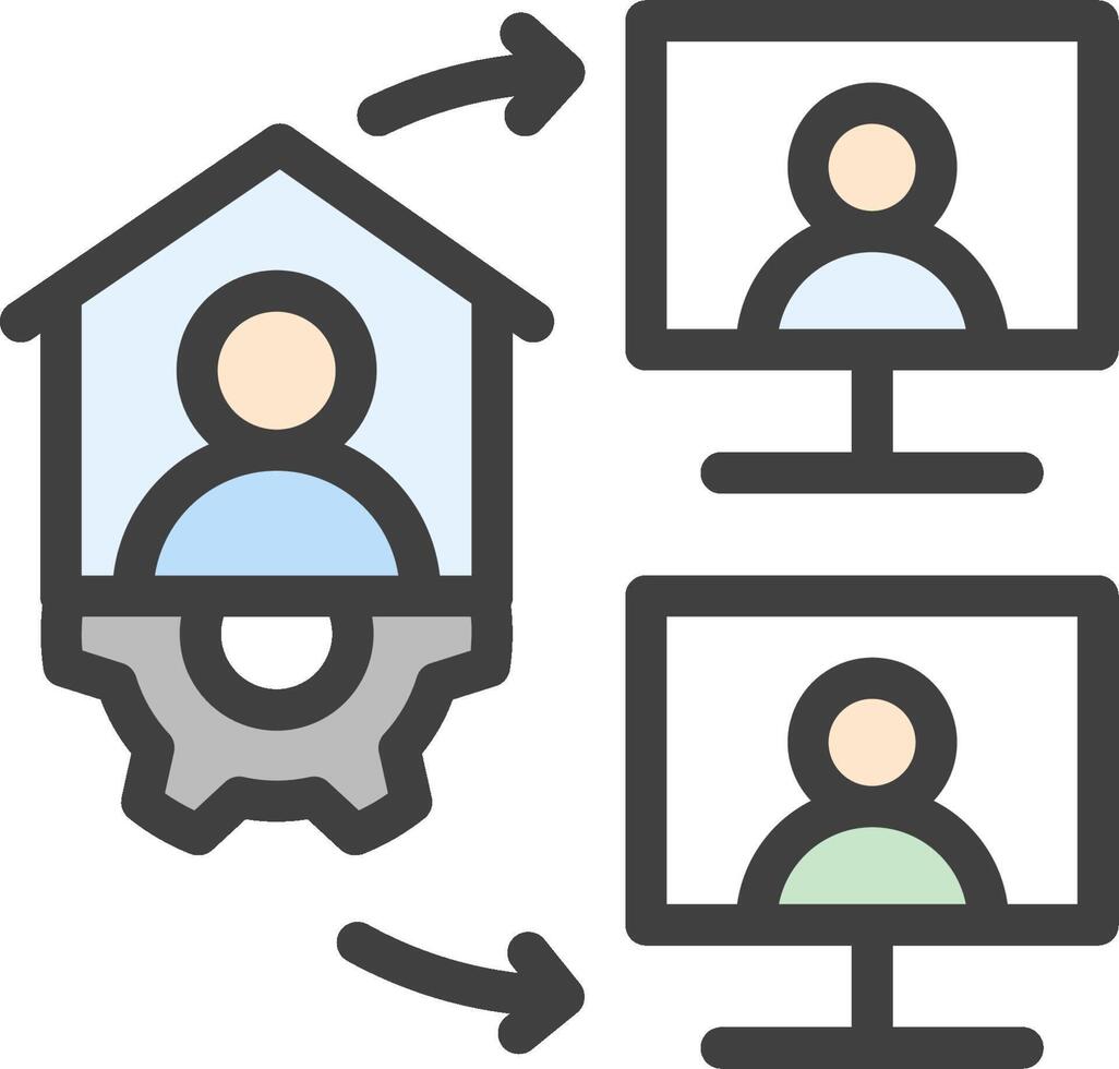 A house with a person sitting in front of a computer vector