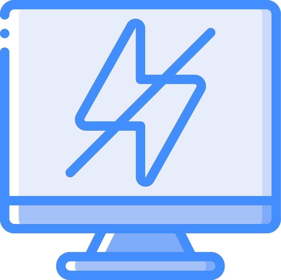A computer monitor with a lightning bolt on it vector