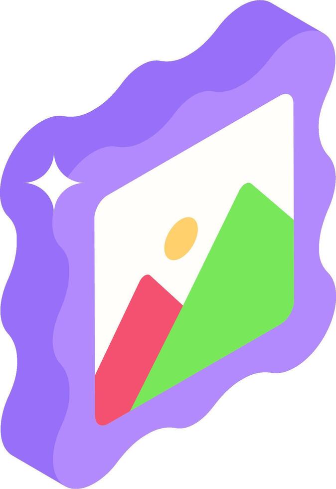 A purple frame with a mountain and a green mountain vector