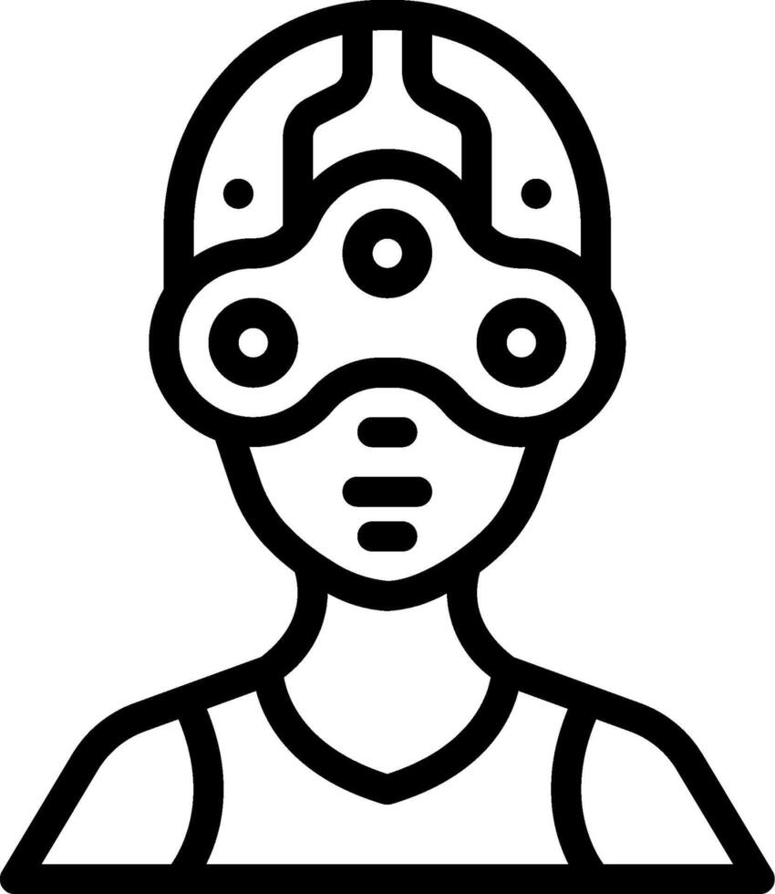 A black and white icon of a person wearing a helmet vector